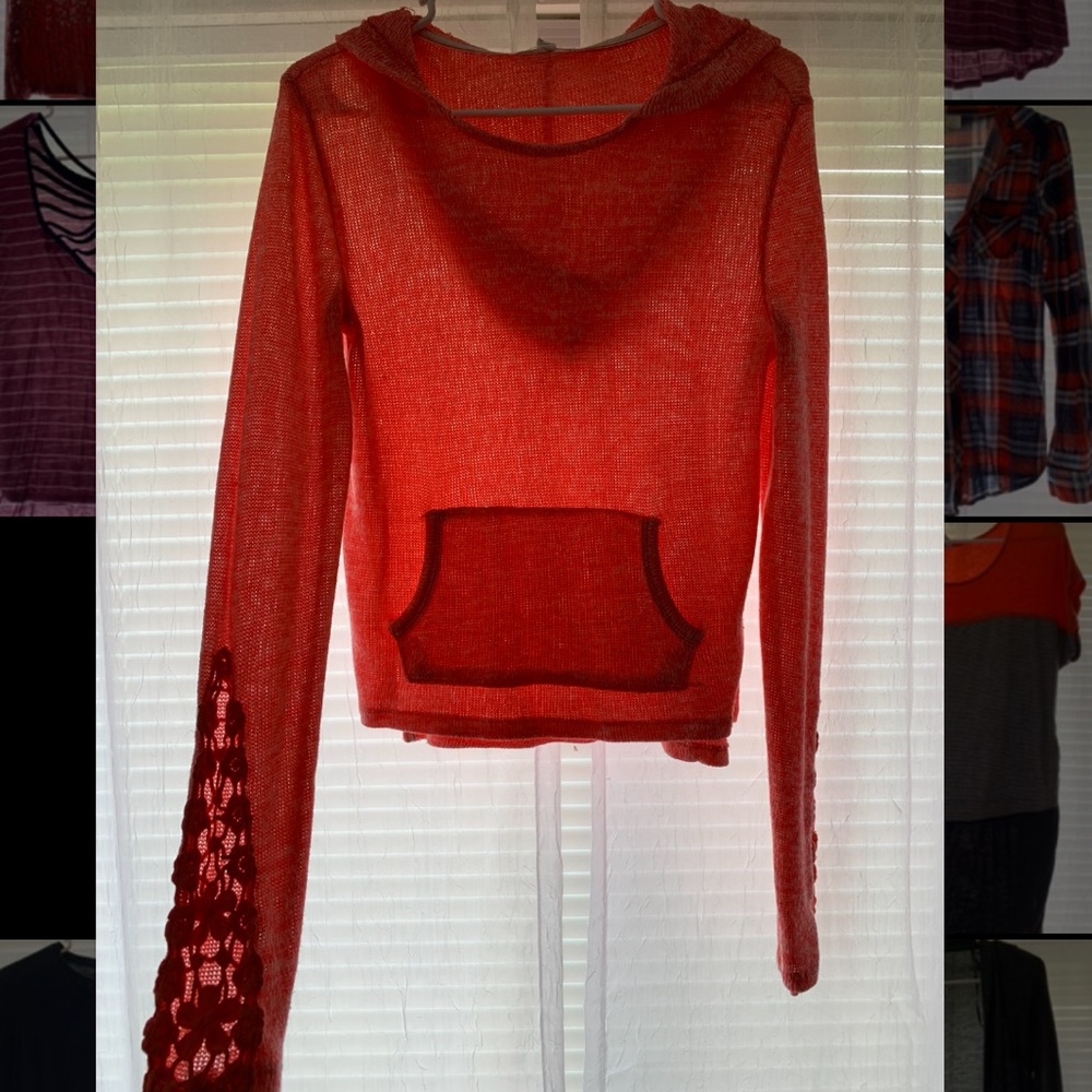 Lace pullover with hood